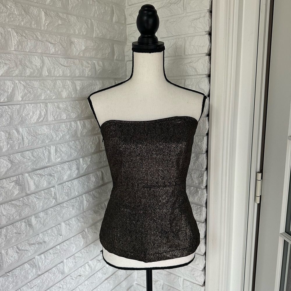 VINTAGE Brooks Brothers Glitter Gold-Toned Corset Strapless Top